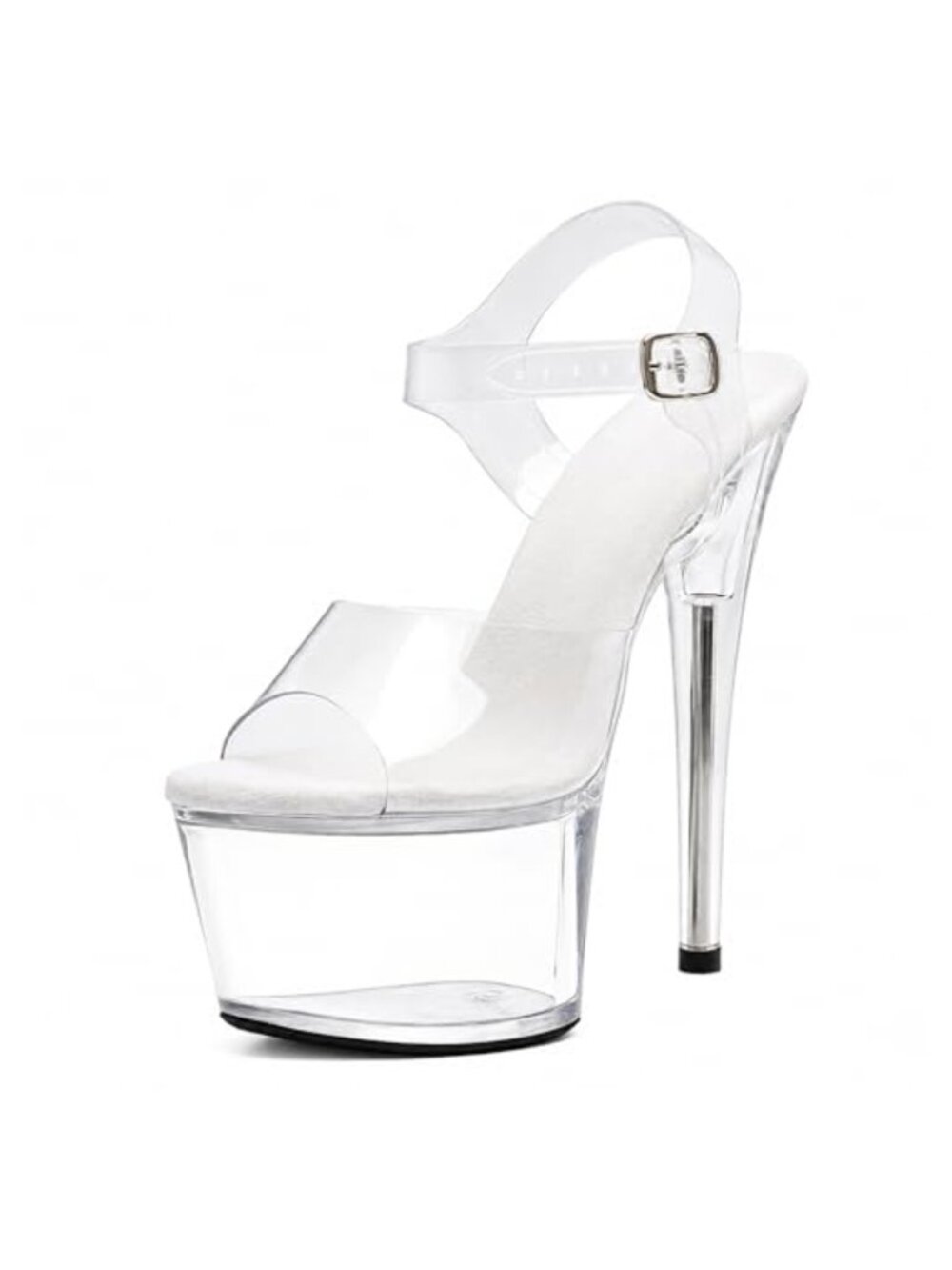 7" Clear Platform Heels Ankle Strap Stiletto Exotic Dancer Shoes